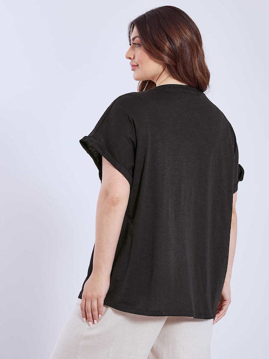 Sleeve Women's Athletic Blouse Black