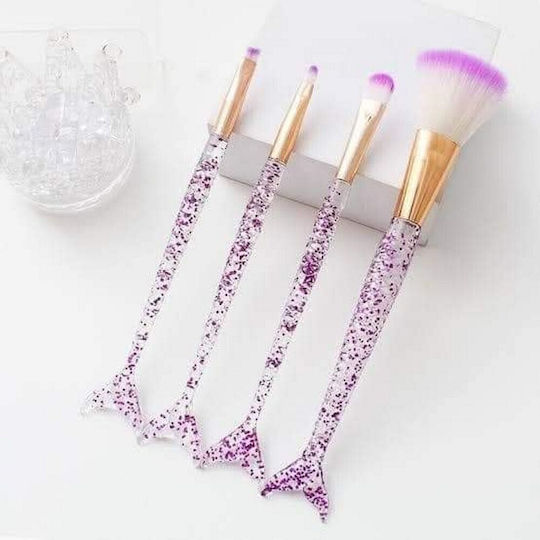 Professional Makeup Brush Set Mermaid Handle 4 Pieces
