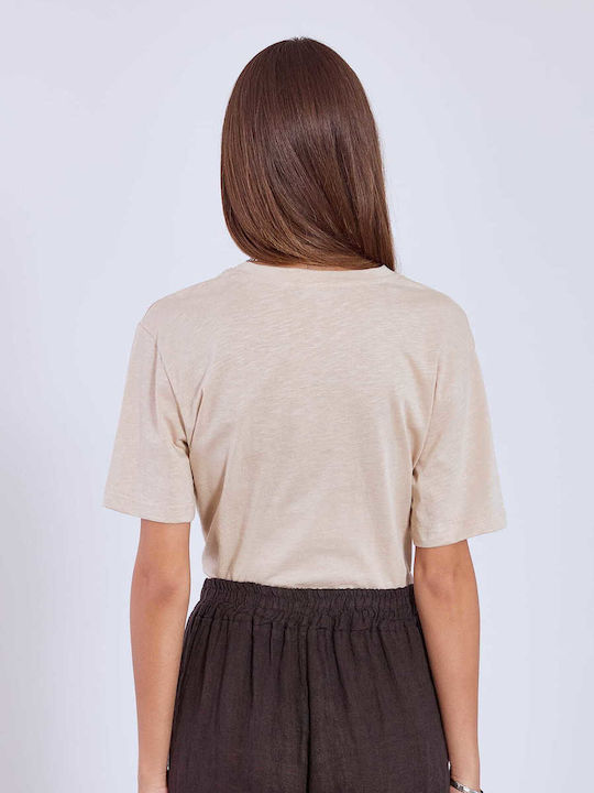 Damen Sportlich T-Shirt Beige