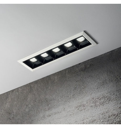 Recessed Commercial Linear Lighting Led 12.5W Black-White 2700K Trim Lika 341736 Ideal Lux 341736