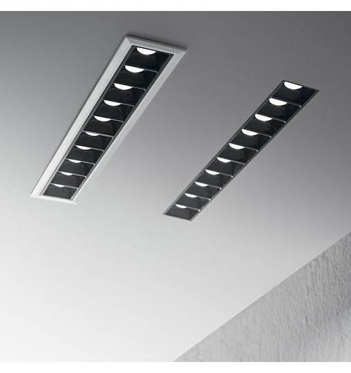Recessed Commercial Linear Lighting Led 20W Black-White 2700K Trim Lika 341743 Ideal Lux 341743
