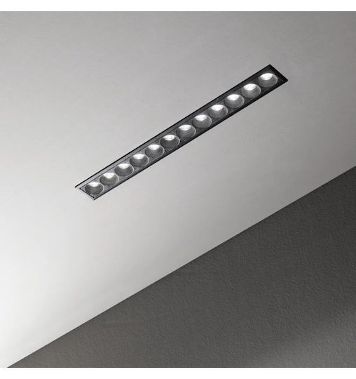 Recessed Commercial Linear Lighting Led 20W Black 2700K Slim Lika 341682 Ideal Lux 341682