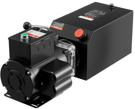 Hydraulic Pump Power Unit Vevor AC 220V Hydraulic Single Energy Unit 15 Liters Oil Flow 6.3 L Min Maximum Discharge Pressure 22 Mpa Tipping Truck Car Workshop Car Lifting Platforms Black