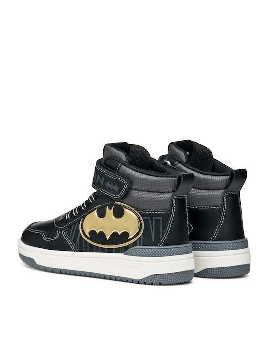 Ciberdron Παιδικά Sneakers High Ανατομικά με Σκρατς Μαύρα