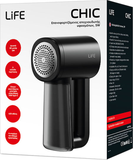 Life Rechargeable Fabric Shaver Black