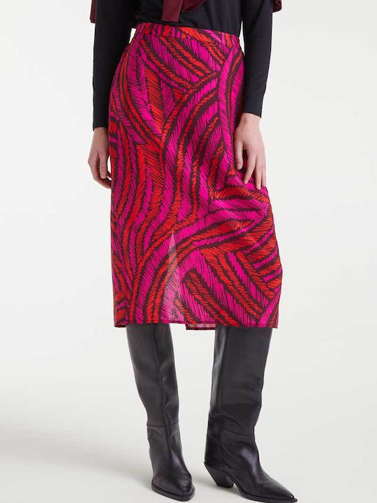 High-waisted Midi Skirt Fuchsia