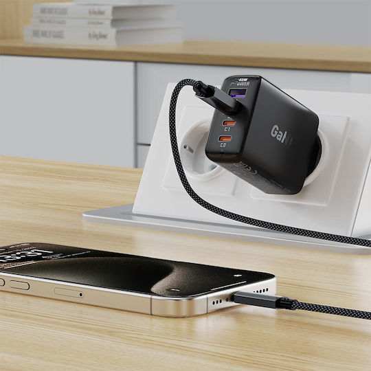 Acefast USB 2.0 Cable USB-C male - USB-A 18W Μαύρο 1.2m