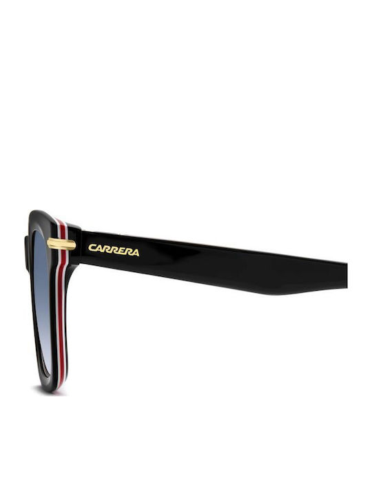 Carrera Unisex Sunglasses with Black Horn-Rimmed Frame and Grey Gradient Lens