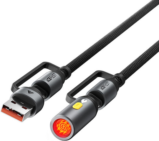 Acefast Cablu USB la Type-C cu mai multe porturi 3A Negru 1.2m
