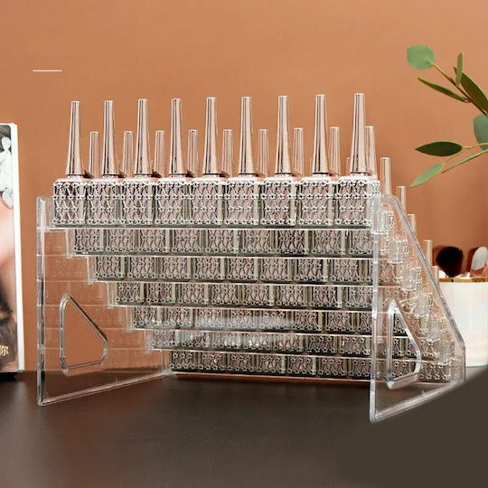 Tabletop Transparent Nail Polish Stand 7 Snap-On Shelves 22.9x29.3x31.2cm