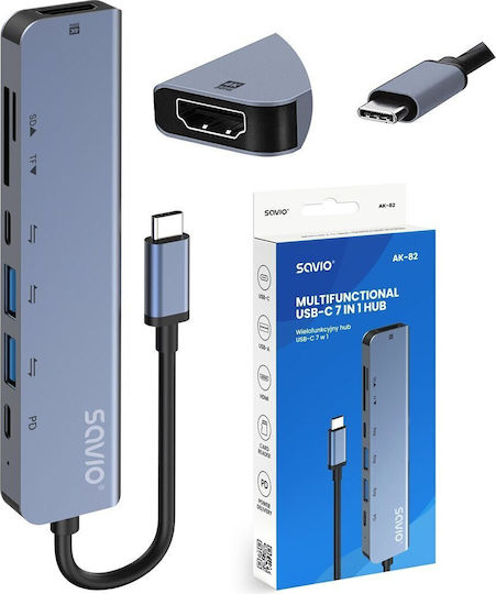 Savio Hub 7 Θυρών USB 3.1 με σύνδεση USB-C