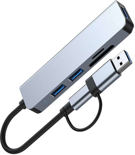 Techsuit Databridge USB Hub 5 Ports USB 3.0 with USB-A Connection Gray