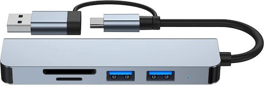 Techsuit Databridge USB Hub 5 Ports USB 3.0 with USB-A Connection Gray