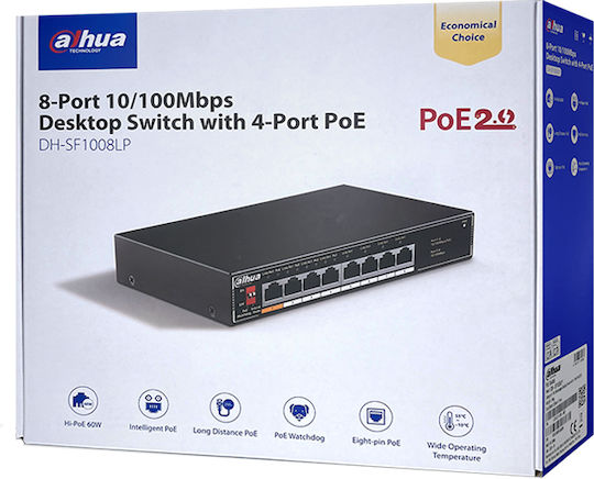 Dahua SF1008LP Неуправляем L2 Switch с 8 Портове Ethernet