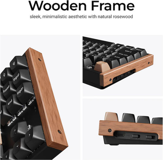 Keychron K8 HE K8H-F1 Fără fir Efect Hall Gaming Tastatură Tenkeyless cu Magnetic comutatoare și iluminare RGB (Engleză US) Special Wood Edition
