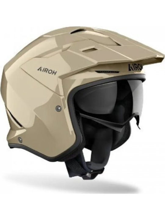 Airoh Kombakt Moka Glow Gloss Motorcycle Helmet Jet ECE 22.06 1150gr with Sunvisor