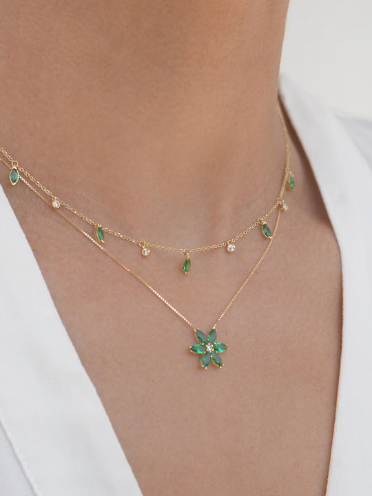 Kritsimis Necklace From 14K Gold With Green Zircon