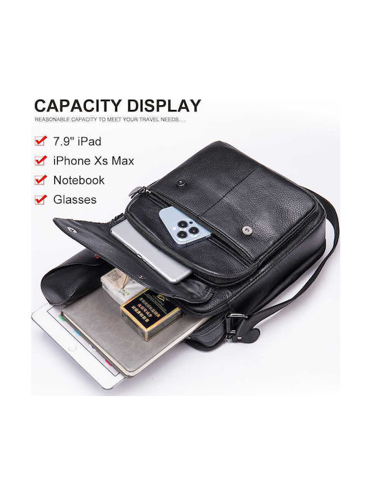 Leather Men's Shoulder / Crossbody Bag Black