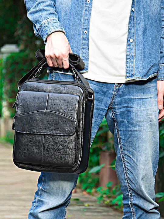 Leather Men's Shoulder / Crossbody Bag Black