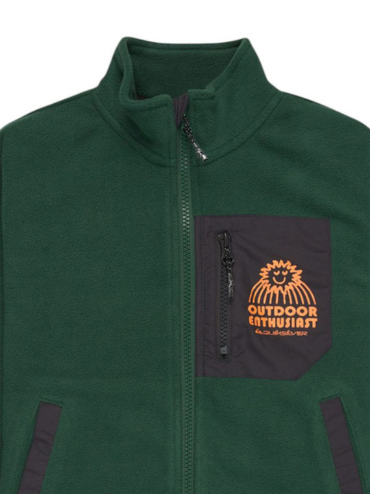 Kinderstrickjacke Fleece mit Kapuze Green