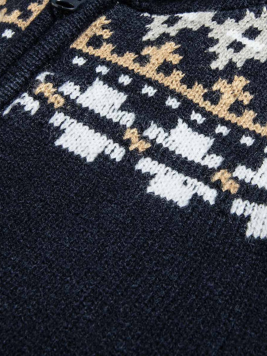 Kids Cardigan Knitted with Hood Navy Blue