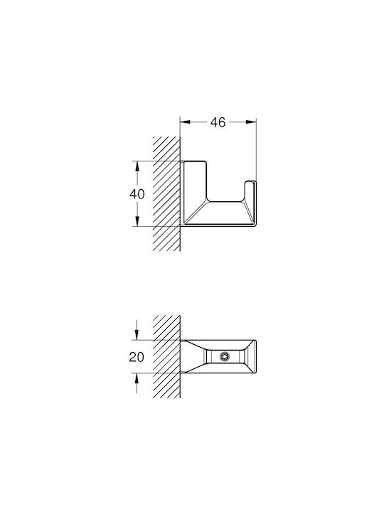 Grohe Selection Cube Single Wall-Mounted Bathroom Hook ​4.6x4cm Black