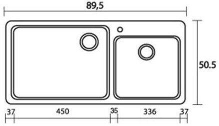 Sanitec Classic Drop-In Spüle Links aus Verbundgranulat B90xT51cm Metallic Space