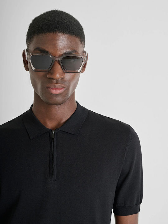 Polo Herrenbluse Kurzarm Schwarz