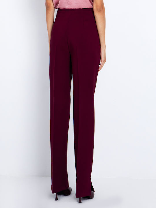 Damen Stoff Hose Burgundisch