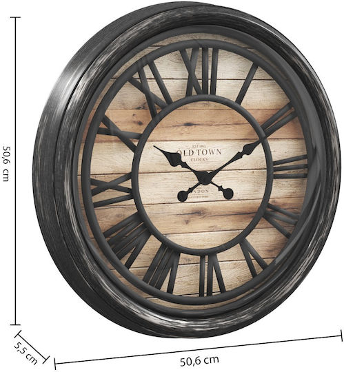 Atmosphera Pendule Plast Relief Antique Wall Clock Plastic Black Ø49cm