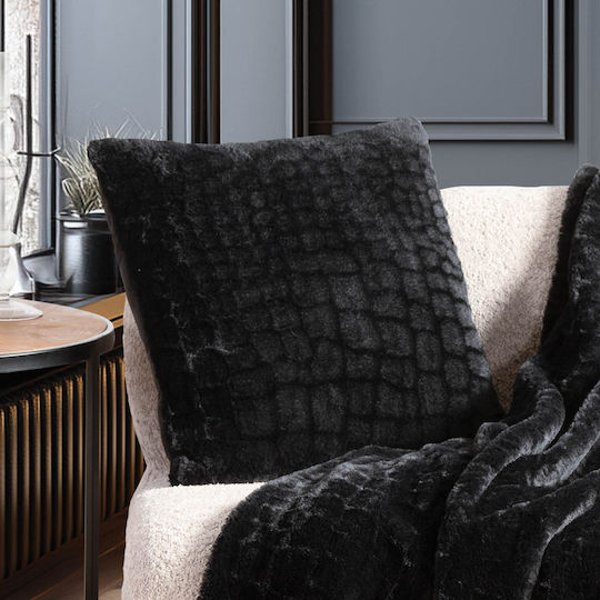 Nef-Nef Homeware Μαξιλάρι Καναπέ Home από Βελούδο Black 45x45εκ.