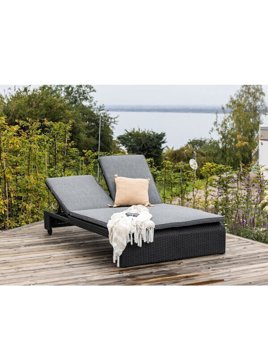 Deckchair Plastic with Cushion Gray 119x60cm.