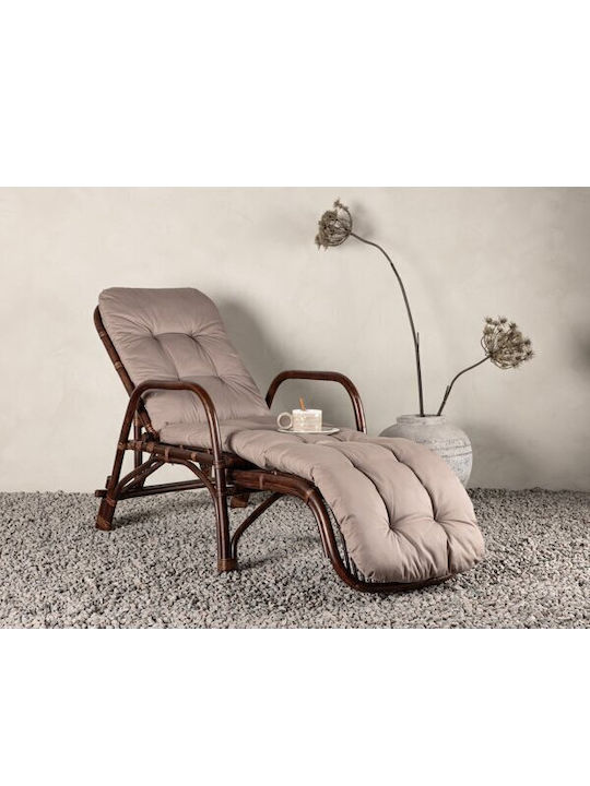 Deckchair Bamboo with Cushion Brown 67x101cm.