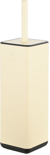 Estia Cubic Metallic Toilet Brush and Basket Set Soft Close 6lt Beige