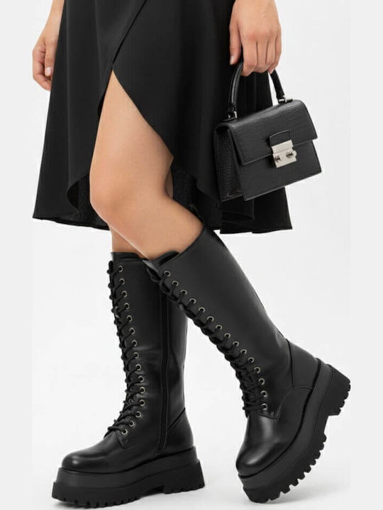 Damenstiefel mit Mittelhohem Absatz in Schwarz