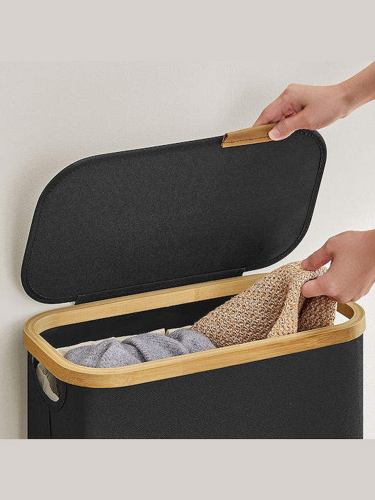 Songmics Laundry Basket Fabric 65l with Lid 42x22.5x70.5cm Black