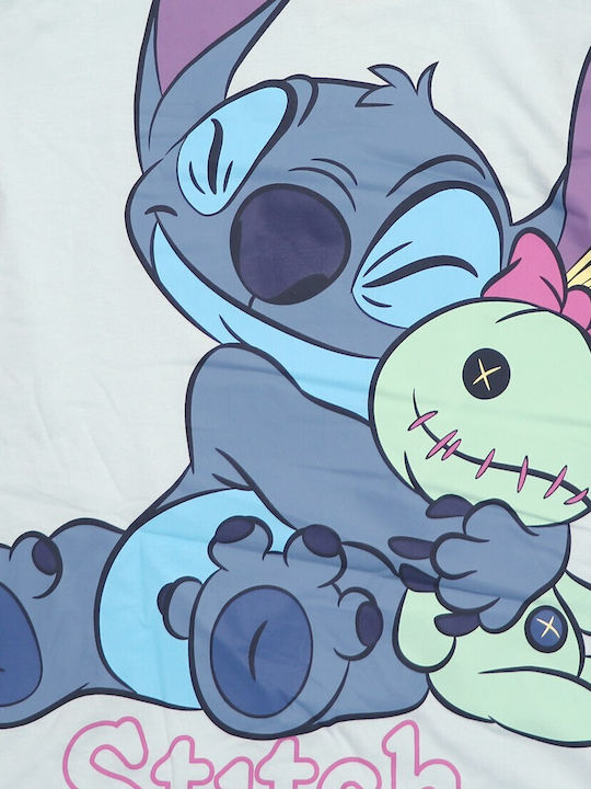 Disney Χειμερινό Γυναικείο Νυχτικό Ανοιχτό Μπλε Lilo & Stitch