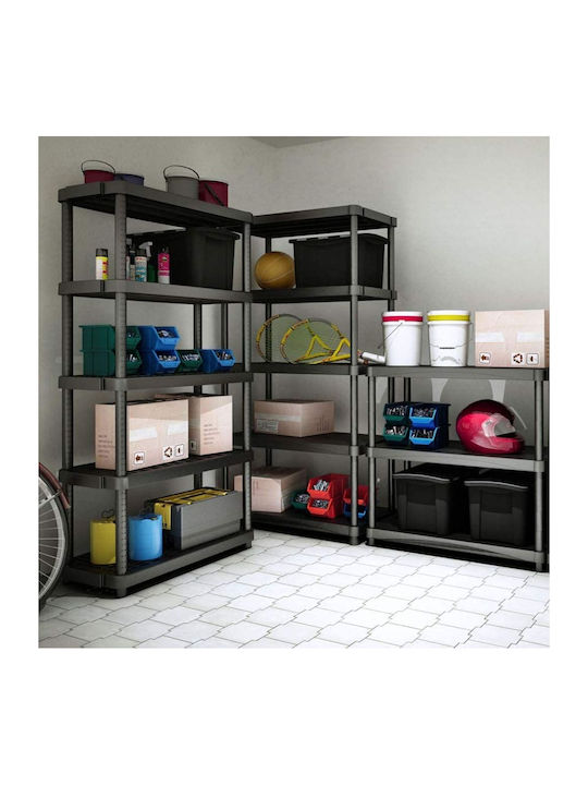Plastic Outdoor Shelving Unit QBlack 4080S/4 With 5 Black Shelves 80x40x173.4cm