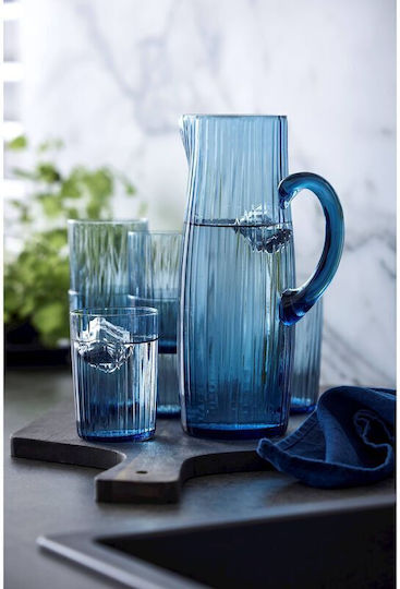 Bitz Set Gläser Wasser aus Glas in Blau Farbe 280ml 4Stück