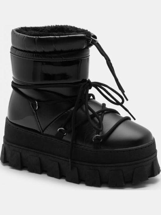 Stiefeletten Damen mit Pelz Schwarz