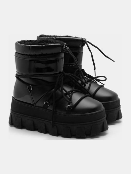 Stiefeletten Damen mit Pelz Schwarz