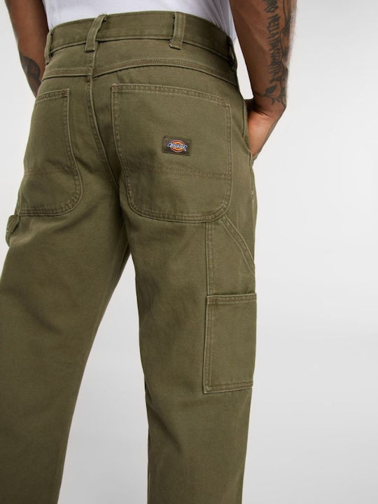 Canvas Men's Trousers with Straight Leg Style Military