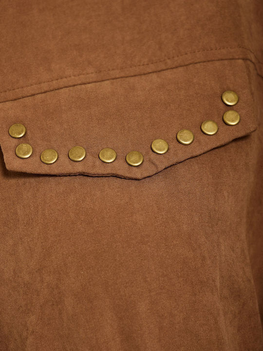 Mini Shirt Dress Dress Brown