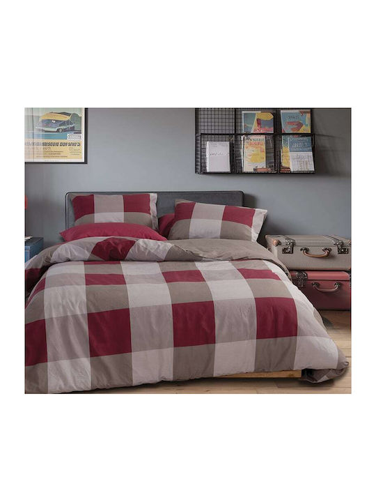 Nef-Nef Homeware Bettbezug-Set Baumwolle Einzelbett mit Kissenbezug 170x240 Casual Check Grey