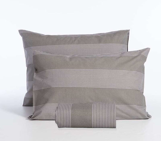 Nef-Nef Homeware Duvet Cover Set Cotton Single with Pillowcase 170x240 Casual Stripe Ecru
