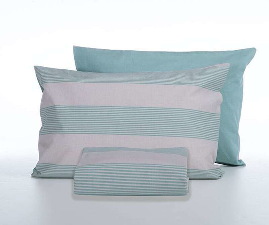 Nef-Nef Homeware Комплект Плик за Завивка Памучен Кинг Сайз с 2 Калъфки 240x230 Casual Stripe Петрол