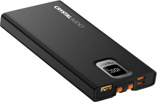 Crystal Audio PBK8 Power Bank 10000mAh 20W with USB-A Port and USB-C Port Power Delivery Black