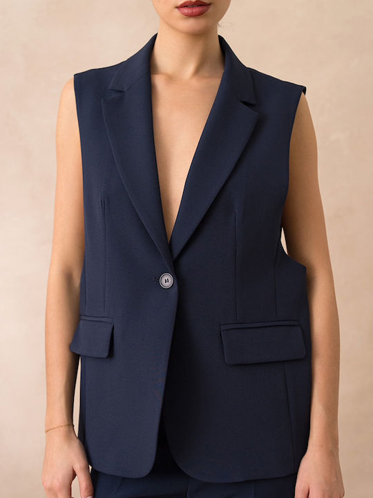 Cuca Long Women's Blazer Navy Blue