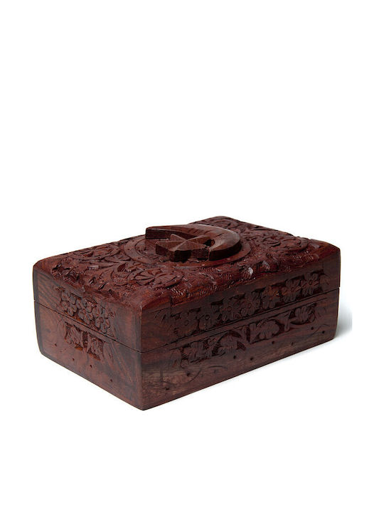 Tarot or Jewellery Box Mango Wood Carved Star Moon