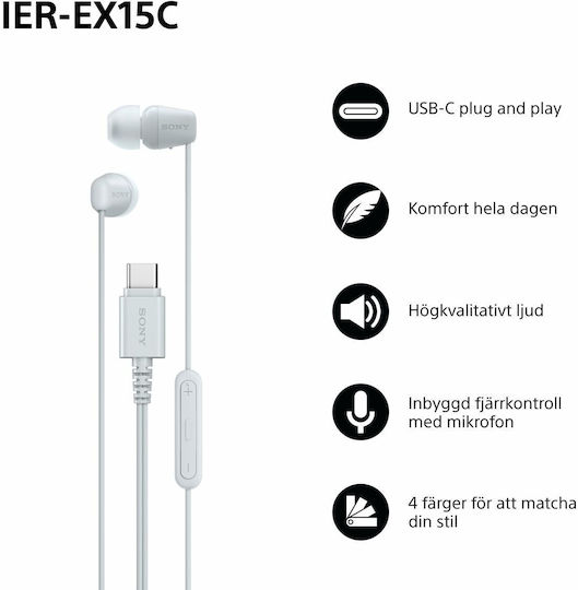 Sony Ier-ex15c In-ear Handsfree Headphones with Connector 3.5mm White